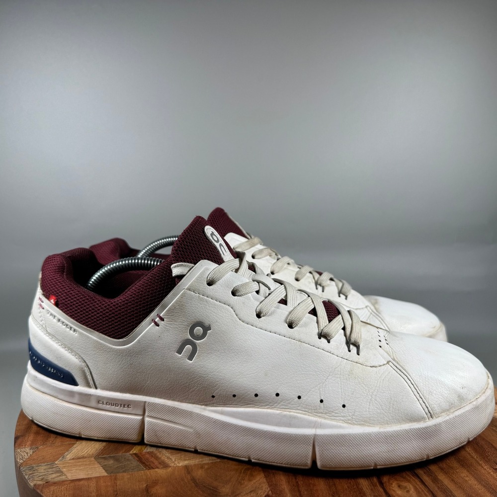 On Running The Roger Advantage White Burgundy Navy Mens 11.5 Sneakers 48.99151